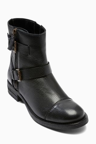 Leather Washed Biker Boots